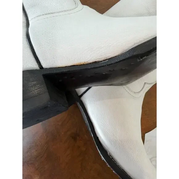 Caminos 14" Tall White Leather Western Boot US Mens 11.5 #0135C Made In Mexico - Picture 15 of 16
